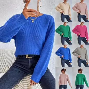 2024 Осень/Зима Новый Женский Свободный Длинный Рукав Свитер M зелёный