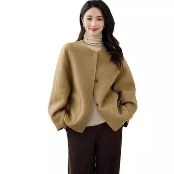 2024 осень-зима шерстяная куртка женственность элегантное двухстороннее шерстяное пальто женская верхняя бутиковая пригородная женская одежда S