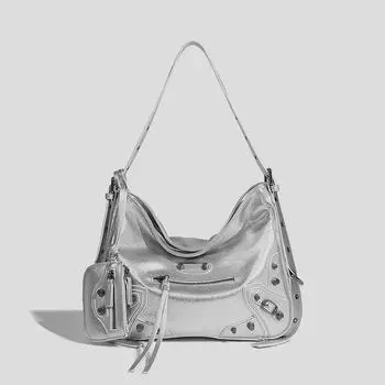 2024 Осень/Зима Вместительная Крутая Сумка через Плечо Мотоцикла серебряный