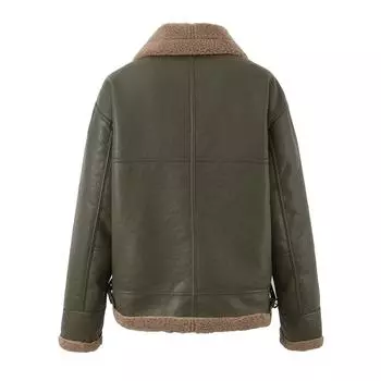 2024 осень-зима ветровка овечья шерсть локомотив костюм меховая интегрированная куртка короткая куртка утолщенная кожаная куртка женская S