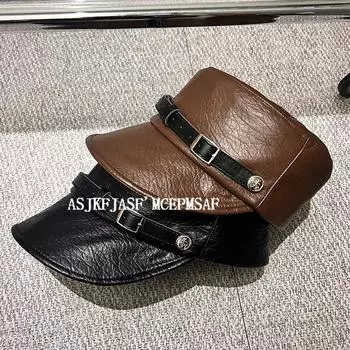 2024 осень-зима Xiaoxiangfeng пояс якорь кожаная конная рыцарская шляпа женская универсальная маленькая кепка с плоским верхом M56-58cm