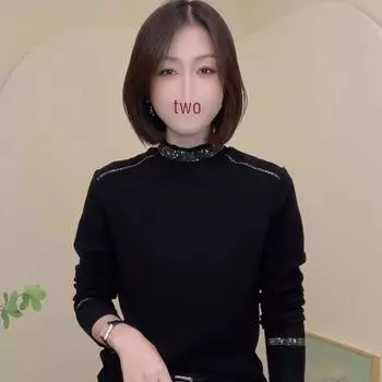 2024 Осень/Зима Женская футболка с флисовой подкладкой и термоаппликацией Модный базовый слой 2XL чёрный