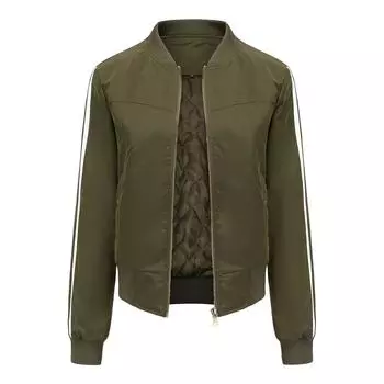 2024 Осень Зима Женская Куртка-Бомбер Женская Утепленная Теплая Толстовка Женская Полосатая Молния Хлопковое Пальто Женская Утепленная Куртка S красный