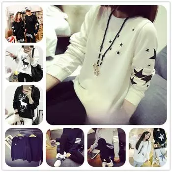 «2024 Осень/Зима Женский и Парный Толстый Свободный Пуловер Свитер: Модная студенческая куртка большого размера с длинными рукавами 3XL чёрный