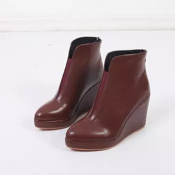 2024 осенне-ранняя зимняя обувь, женские ботильоны на платформе, современные женские туфли на танкетке 10 см, чистый черный, белый цвет, большие размеры 42 40 красный