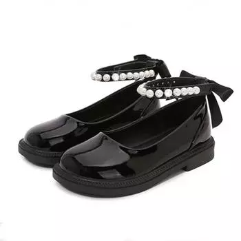 2024 Осенние элегантные туфли для девочек с бантом из ленты, милые детские туфли принцессы, кожаные туфли для детей, школьные черные туфли Мэри Джейн 26 чёрный