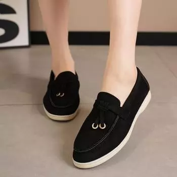 2024 Осенние повседневные туфли на плоской подошве для женщин, замшевые лоферы на платформе, женские удобные туфли на мягкой подошве, женская прогулочная нескользящая обувь 36 серый