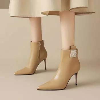 2024 Осенние сексуальные женские туфли с острым носком, современные повседневные модные туфли на шпильке, элегантные и простые женские туфли для работы и офиса 34 абрикосовый