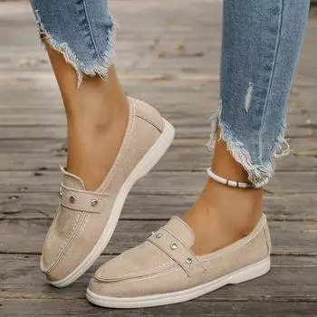 2024 Осенние женские мокасины Slip on Женские туфли на плоской подошве Комфортная повседневная обувь 2024 Однотонные туфли Zapatillas De Mujer 36 бежевый