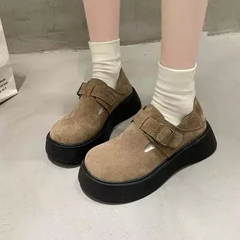 2024 Осенние женские туфли-лоферы на толстой подошве без застежек, новый стиль, модные и удобные однотонные туфли на плоской подошве с низким верхом 35 розовый