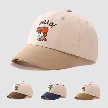 Осенняя детская шапка с вышитым динозавром, детская бейсболка для мальчиков, хлопковые детские солнцезащитные шапки, кепки для малышей, детские аксессуары для детей 1-3 лет 1-3Y кофейный