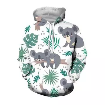 2024 Осенняя коала 3D принтованная симпатичная толстовка с капюшоном, повседневная толстовка с капюшоном, свитшот M