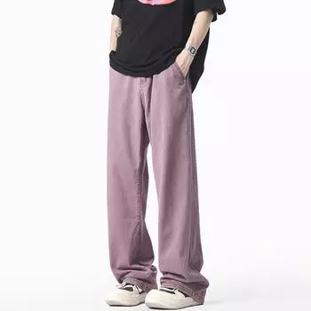 2024 Осенняя мода, красивые потертые джинсы в стиле ретро, мужские стильные уличные брюки высокого качества, мужские джинсовые брюки XL красный