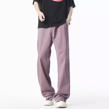 2024 Осенняя мода, красивые потертые джинсы в стиле ретро, мужские стильные уличные брюки высокого качества, мужские джинсовые брюки M красный