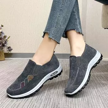 2024 Осенняя мода женские кроссовки Нескользящая и износостойкая женская повседневная обувь Удобные и простые слипоны Слипоны 36 чёрный