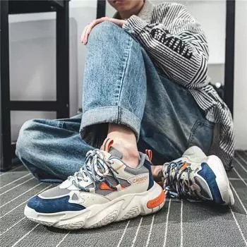 2024 Осенняя мужская обувь Модные массивные кроссовки Повседневная обувь, увеличивающая рост Мужские кроссовки Спортивная обувь для бега Zapatos Hombre 39 бежевый