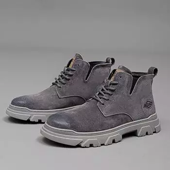 2024 Осенняя обувь для мужчин Ботинки из натуральной кожи Повседневная обувь Мужские уличные модные ботильоны 38 серый
