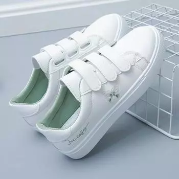 2024 осенняя женская обувь, новая модная женская кожаная обувь, женские дышащие повседневные туфли на плоской подошве с милым сердечком, белые кроссовки, новинка 35 зелёный