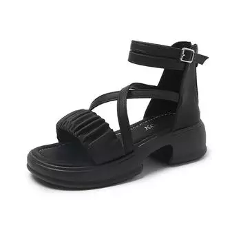 2024 Открытые носки на плоской подошве с танкеткой Женские летние пляжные сандалии Сексуальные женские сандалии из искусственной кожи больших размеров Mujer Sapato Feminino 35 бежевый