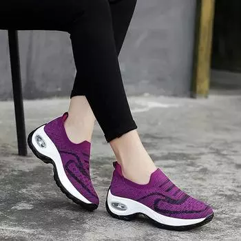 2024 Outdoor nonslip sneakers Casual soft soled women s shoes Fashion mesh comfort flat autumn ladies breathable footwear new 36 фиолетовый