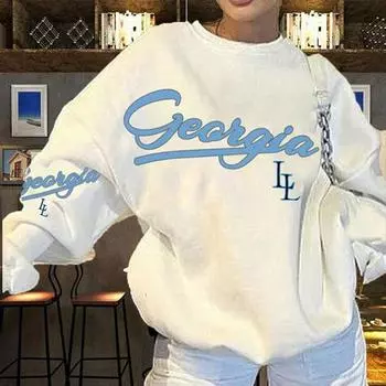 2024 Оверсайз унисекс свитшот осень/зима с буквенным принтом Large белый