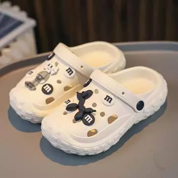 2024 parent-child cartoon sesame street hole shoes boys and girls summer new casual non-slip solid color hole shoes 26-27 (inner length 18CM)