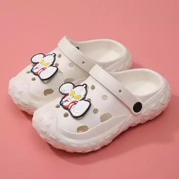 2024 parent-child cartoon Ultraman hole shoes boys and girls summer new casual non-slip solid color hole shoes 26-27 (inner length 18CM)