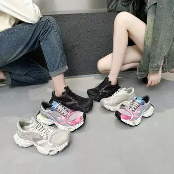 2024 Парижские папины туфли: Модные, дышащие, сетчатые, с толстой подошвой, кроссовки, увеличивающие рост для мужчин и женщин 38 (Women)