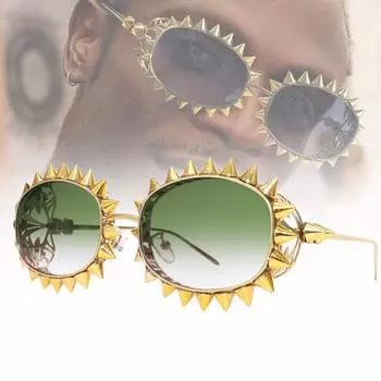 2024 Паровые полые металлические овальные солнцезащитные очки персонализированные цветочные формы с заклепками ручной работы декоративные солнцезащитные очки