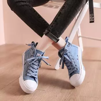 2024 Пары Ковбой Толстая подошва Нескользящая Мужская Платформа Повседневная Спортивная Холщовая Вулканизированная Обувь для Женщин Женские Кроссовки Сандалии 35 темно-синий