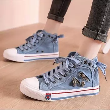 2024 Пары Ковбой Толстая подошва Нескользящая Мужская Платформа Повседневная Спортивная Холщовая Вулканизированная Обувь для Женщин Женские Кроссовки Сандалии 35 темно-синий