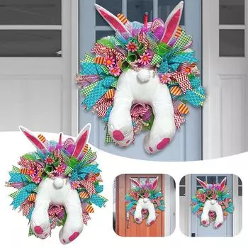 2024 Пасхальный венок с электрическим кроликом Модные уникальные подвесные предметы искусства для повседневной жизни