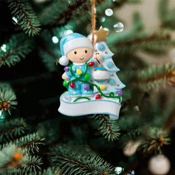2024 Персонализированное первое рождественское украшение для ребенка из смолы для мальчика/девочки, подвесное украшение на рождественскую елку на заказ синий