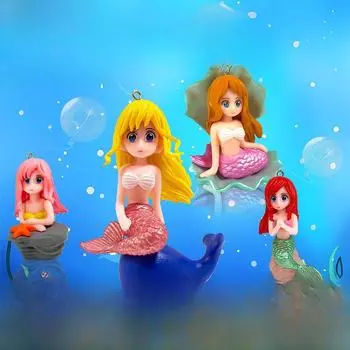 2024 Плавающая подвеска в виде принцессы-русалки для аквариума mermaid princess with ball + string розовый