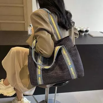 2024 popular super hot big bag female Korean relaxation tote bag college student leisure work handbag