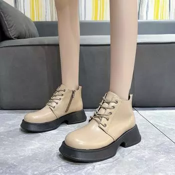 2024 Популярная женская обувь Элегантные и модные женские босоножки на шнуровке с неглубоким носком из искусственной кожи с круглым носком женские хлопковые ботинки 35 хаки