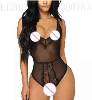 2024 популярное большое сексуальное кружевное сетчатое перспективное цельное эротическое нижнее белье с висящей шеей S