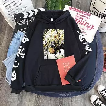 2024 Популярные аниме Demon Slayer Agatsuma Zenitsu толстовки унисекс манга мультфильм каваи мальчики мода уличные свободные толстовки XS чёрный
