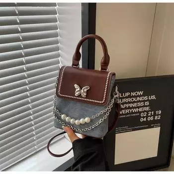 2024 Портативная контрастная цветная маленькая квадратная сумка женская корейская версия модный тренд бабочка сумка для мобильного телефона осень 2024 новый универсальный