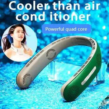 2024 Портативный носимый безлопастной вентилятор 4000 мАч Перезаряжаемые через USB безлистные подвесные вентиляторы Охладитель воздуха Бесшумные вентиляторы Вентиляторы с шейным ремешком Кондиционер белый