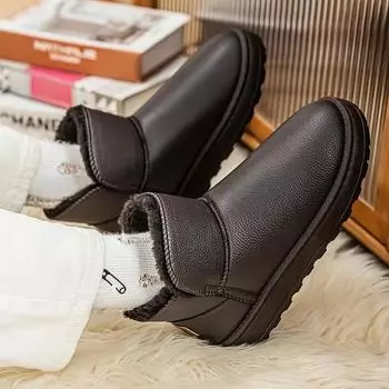2024 Последние мужские и женские повседневные универсальные хлопковые ботинки средней высоты для тепла и комфорта зимой, зимние ботинки больших размеров 36-45 36 чёрный