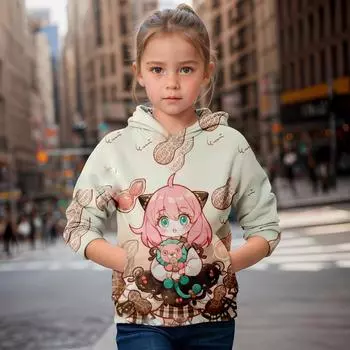 2024 последние толстовки с капюшоном для девочек свитер для девочки разноцветная одежда для девочек одежда для девочек с вышивкой Аня Соник милая детская одежда для девочек 100CM