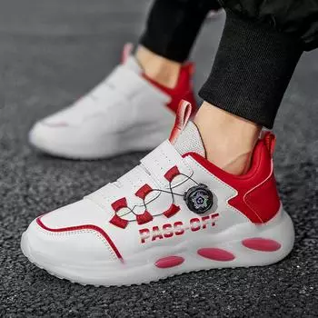 2024 Повседневная кожаная обувь Мужские удобные кроссовки для бега Новые спортивные кроссовки для ходьбы Мужские поворотные автоматические пряжки Дышащие 39 чёрный