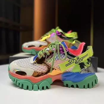 2024 Повседневная мода массивные кроссовки дизайнерские женские дышащие кроссовки модные балетки на платформе женские повседневные шнурки на плоской подошве 35 белый