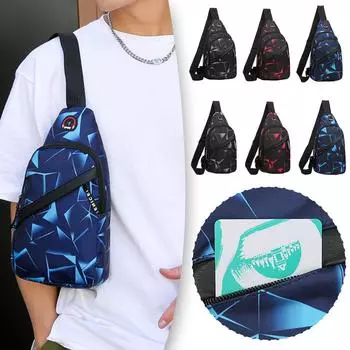 2024 Повседневная нагрудная сумка для мужчин/женщин, водонепроницаемая сумка через плечо, двухцветная сумка, многофункциональная I9H2 Blue-Double layer