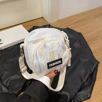 2024 повседневная полосатая вышивка диагональный крест спортивная мода модная и классная простая сумка через плечо корейская версия простая контрастная сумка-мессенджер белый