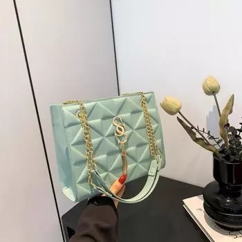 2024 повседневная ретро новая сумка женская летняя цепочка простая сумка через плечо популярная персонализированная сумка-мессенджер маленькая квадратная сумка чёрный