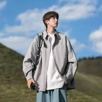 2024 Повседневная свободная рубашка с лацканами в клетку для мужчин среднего возраста и молодых мужчин, деловая повседневная модная куртка для мужчин M темно-синий