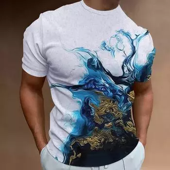 2024 повседневные мужские футболки, весенняя роскошная одежда, большие топы с короткими рукавами, футболки для мальчиков с рябью, модные мужские футболки S