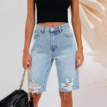 2024 повседневные тонкие новые модные женские джинсовые шорты S синий